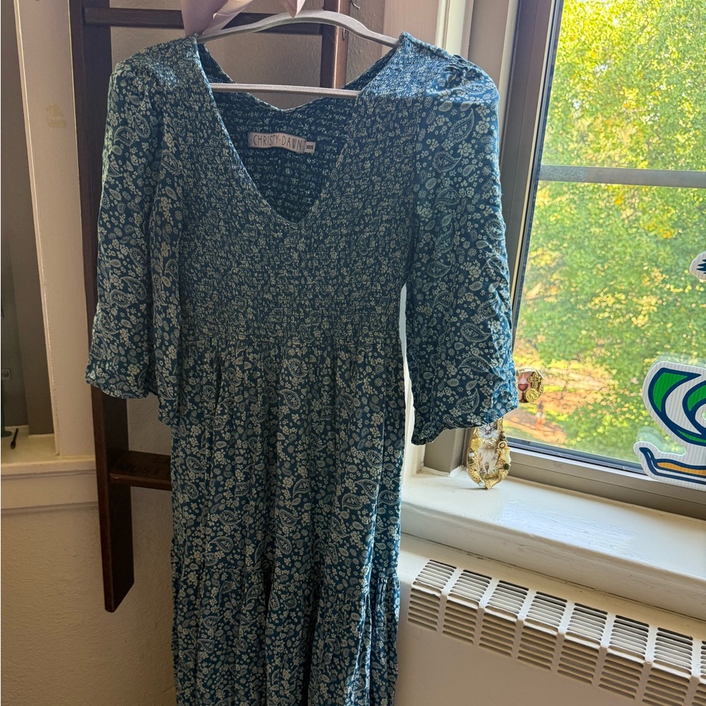 Christy Dawn The Basil Dress in Teal Paisley XS/S